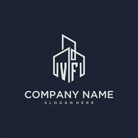 VF initial monogram logo for real estate with building style vector