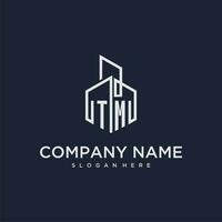 TM initial monogram logo for real estate with building style vector