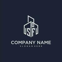 SF initial monogram logo for real estate with building style vector