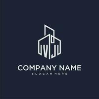 VJ initial monogram logo for real estate with building style vector
