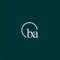 BA initial monogram logo with circle style design vector