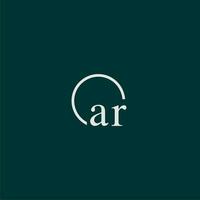 AR initial monogram logo with circle style design vector