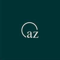 AZ initial monogram logo with circle style design vector