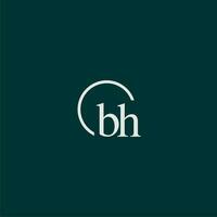 bh inicial monograma logo con circulo estilo diseño vector