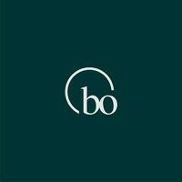 BO initial monogram logo with circle style design vector