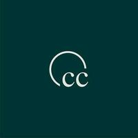 CC initial monogram logo with circle style design vector