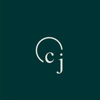 CJ initial monogram logo with circle style design vector
