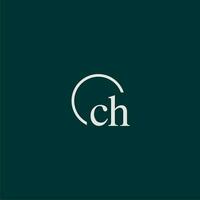 CH initial monogram logo with circle style design vector