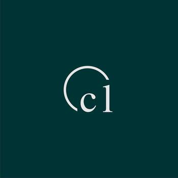 CL initial monogram logo with circle style design vector