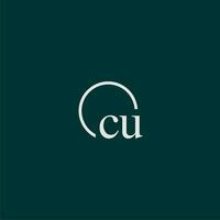 CU initial monogram logo with circle style design vector