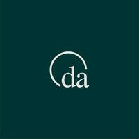 DA initial monogram logo with circle style design vector