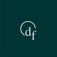 DF initial monogram logo with circle style design vector