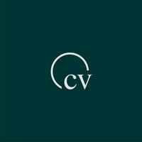 CV initial monogram logo with circle style design vector