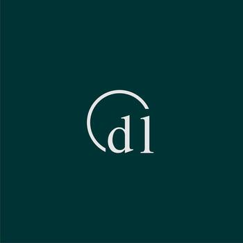 dl inicial monograma logo con circulo estilo diseño vector