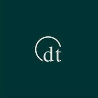 DT initial monogram logo with circle style design vector