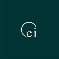 EI initial monogram logo with circle style design vector