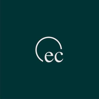 EC initial monogram logo with circle style design vector