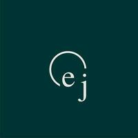 EJ initial monogram logo with circle style design vector