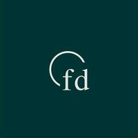FD initial monogram logo with circle style design vector
