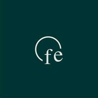 FE initial monogram logo with circle style design vector