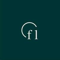 FL initial monogram logo with circle style design vector