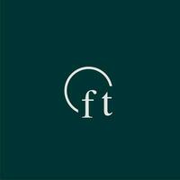 FT initial monogram logo with circle style design vector