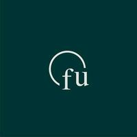 FU initial monogram logo with circle style design vector