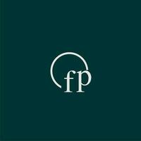 FP initial monogram logo with circle style design vector