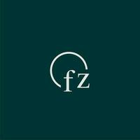 FZ initial monogram logo with circle style design vector