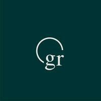 GR initial monogram logo with circle style design vector