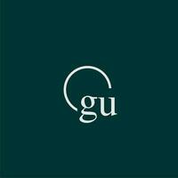 GU initial monogram logo with circle style design vector