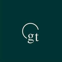 GT initial monogram logo with circle style design vector