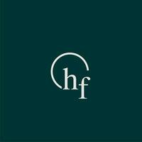 HF initial monogram logo with circle style design vector