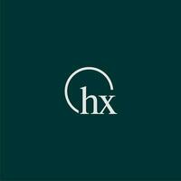 HX initial monogram logo with circle style design vector