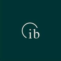 IB initial monogram logo with circle style design vector