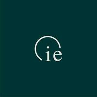 IE initial monogram logo with circle style design vector