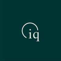 IQ initial monogram logo with circle style design vector
