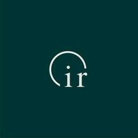 IR initial monogram logo with circle style design vector