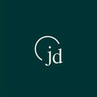 JD initial monogram logo with circle style design vector