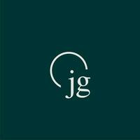 JG initial monogram logo with circle style design vector