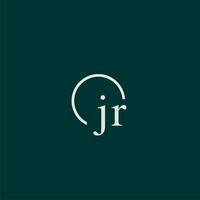 JR initial monogram logo with circle style design vector