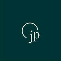 JP initial monogram logo with circle style design vector