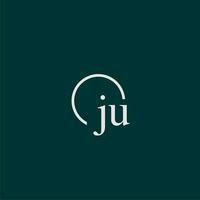 JU initial monogram logo with circle style design vector