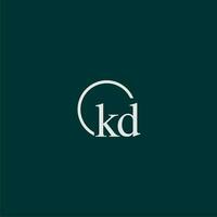 KD initial monogram logo with circle style design vector