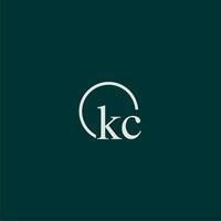 KC initial monogram logo with circle style design vector