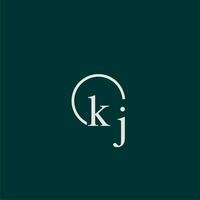 kj inicial monograma logo con circulo estilo diseño vector