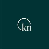 KN initial monogram logo with circle style design vector
