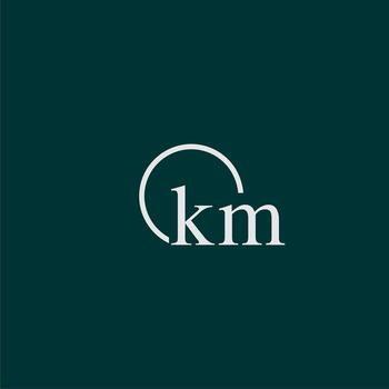 KM initial monogram logo with circle style design vector