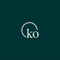 KO initial monogram logo with circle style design vector