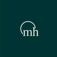 MH initial monogram logo with circle style design vector